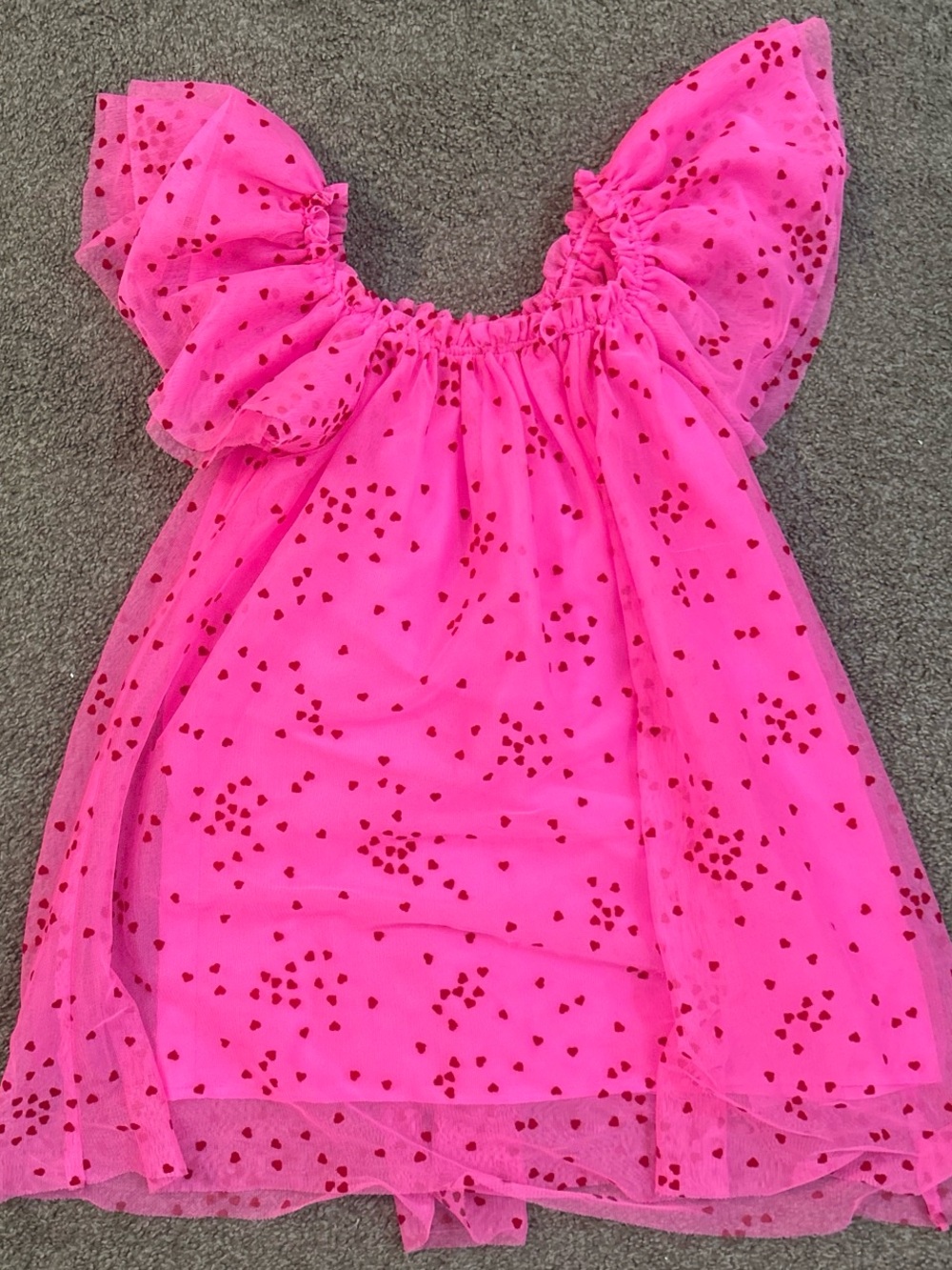Cat & Jack Hot Pink Tulle Heart-Print Dress